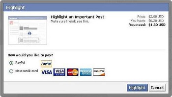 Facebook Highlight: gli status a pagamento
